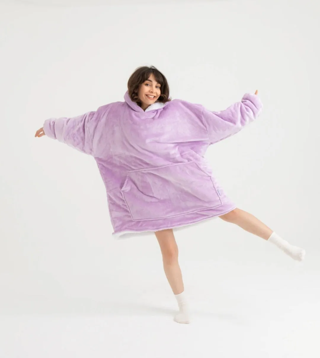 Winter Warm Soft Velour Hoodie Blanket Pocket Big Soft Robe Bathrobe Sweatshirt